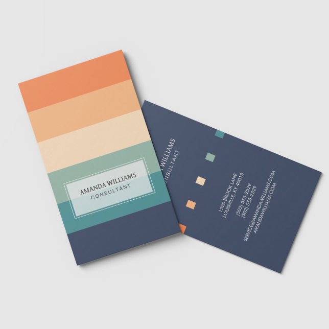 Minimal & Professional Personalized Bright Stripes Business Card (Creator Uploaded)