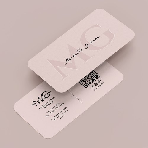 Minimal Professional Pink Beauty Monogram  Business Card