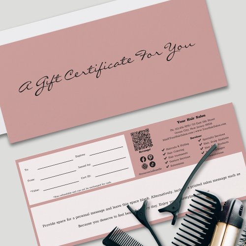 Minimal Professional Pink Black Gift Certificate