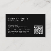 Minimal Professional QR Code Black Business Card (Front)