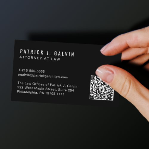 Minimal Professional QR Code Black Business Card