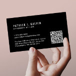 Minimal Professional QR Code Black Business Card<br><div class="desc">Minimal and elegant black professional business card with your name, title and contact information (such as email, telephone numbers, firm name and mailing address) in clean, simple and modern white typography. Input a URL address to create a scannable QR code linked to your website, social media profiles, or any other...</div>