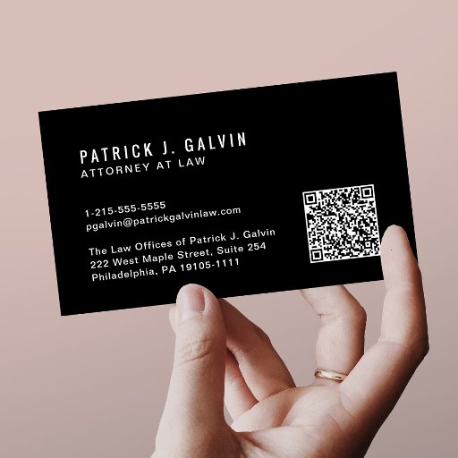 Customizable Minimal Professional QR Code Black Business Card