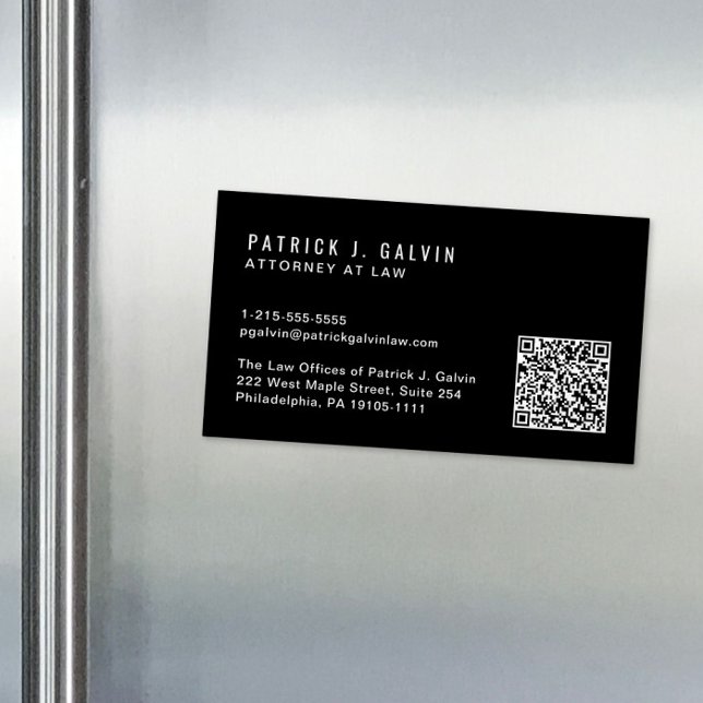 Minimal Professional QR Code Black Business Card Magnet (Capture attention, make connections, and leave a lasting impression with our QR business card magnet)