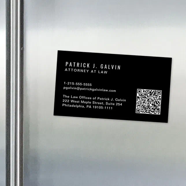 Minimal Professional QR Code Black Business Card Magnet | Zazzle