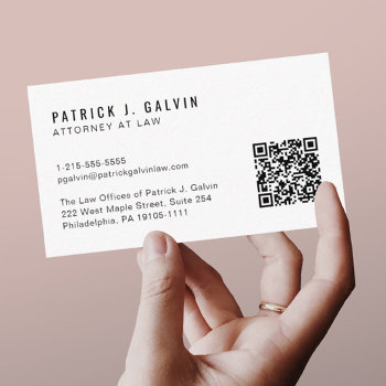 Minimal Professional Qr Code Business Card by JulieHortonDesigns at Zazzle