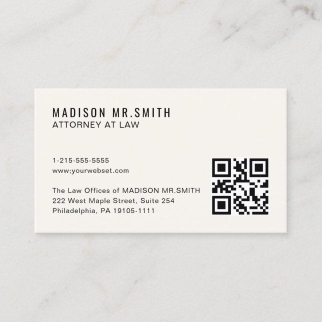 Minimal Professional QR Code Business Card (Front)