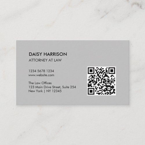 Minimal Professional QR Code Grey Business Card