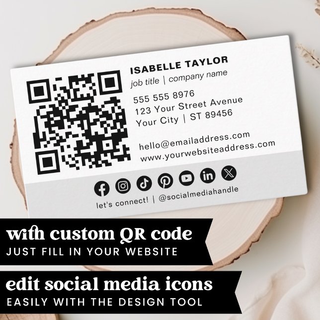 Minimal Professional QR Code White Business Card (Creator Uploaded)