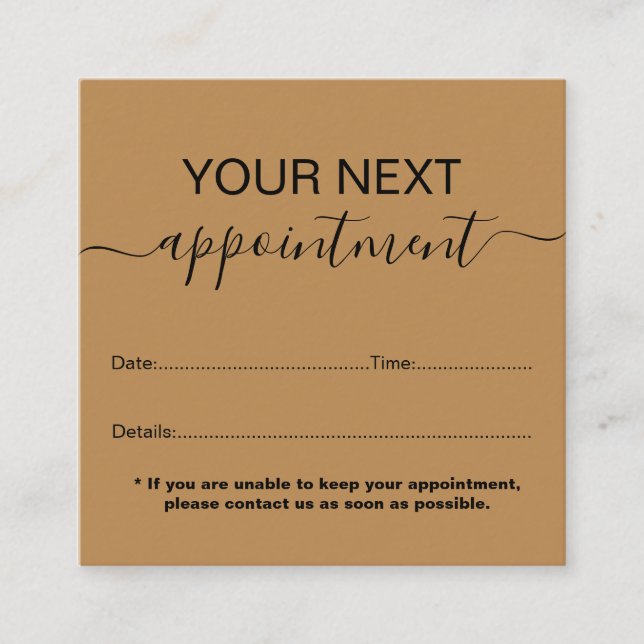 Minimal Professional Terracotta Boho   Appointment Card (Front)