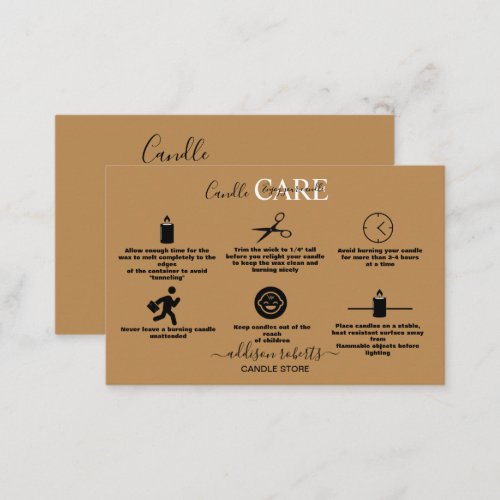 Minimal Professional Terracotta Boho  Candle Care  Business Card