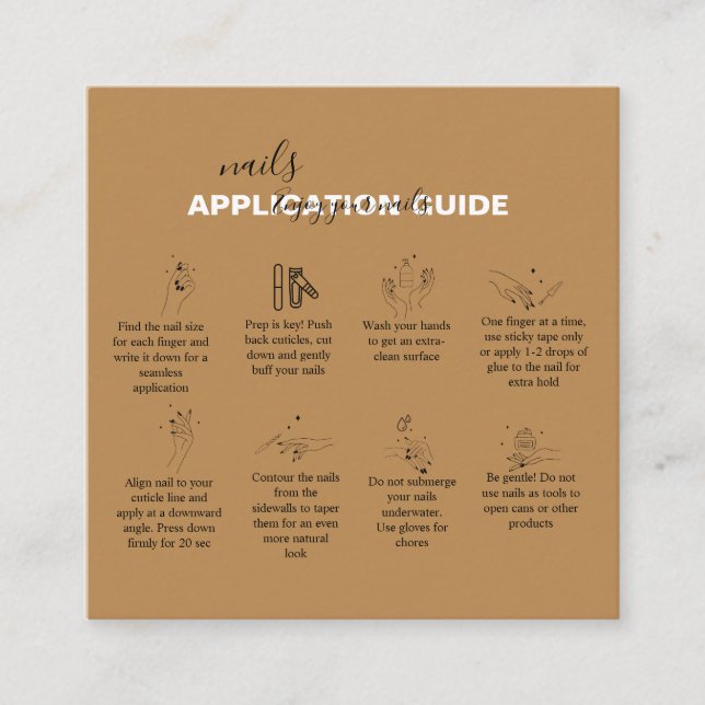 Minimal Professional Terracotta Nail Application   Square Business Card (Front)
