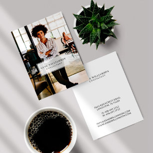 Minimal & Professional White Frame Business Photo Business Card