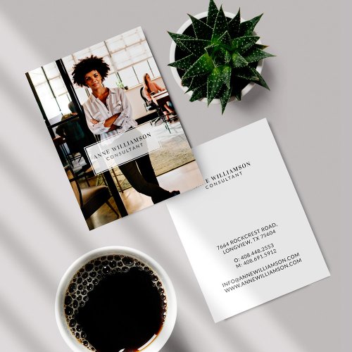 Minimal  Professional White Frame Business Photo Business Card