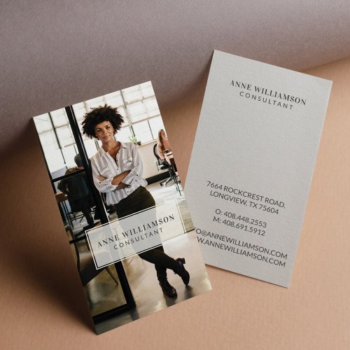 Minimal  Professional White Frame Business Photo Business Card