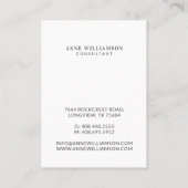 Minimal & Professional White Frame Business Photo Business Card (Back)