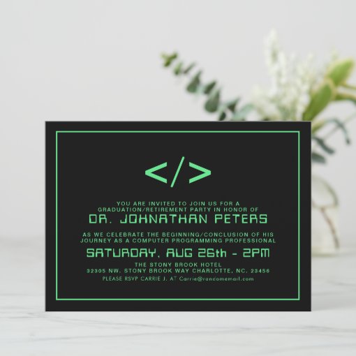Minimal Programmer Graduation|Retirement Invite | Zazzle