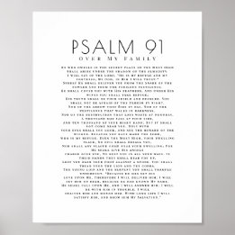 Minimal Psalm 91 Over My Family Christian  Poster