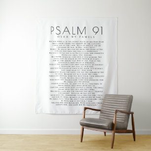 Minimal Psalm 91 Verse Over My Family Christian Tapestry