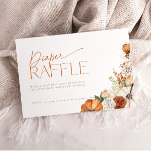 Minimal Pumpkin Diaper Raffle Ticket Baby Shower Enclosure Card