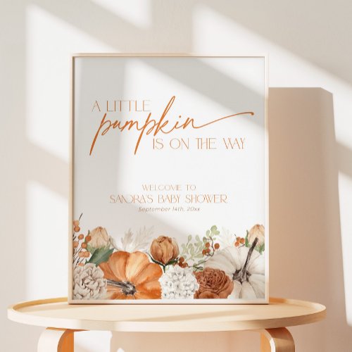 Minimal Pumpkin Fall Boho Baby Shower Welcome Foam Board