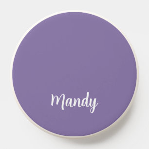 Minimal Purple and White Monogram Name PopSocket