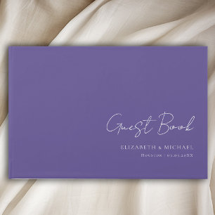 Minimal, Purple-Blue Handwriting Script Wedding Guest Book