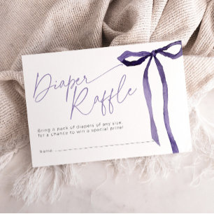 Minimal Purple Bow Diaper Raffle Baby Shower Enclosure Card