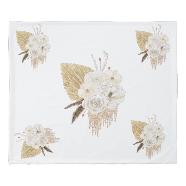 Minimal Purple Butterfly Floral Duvet Cover (Back)