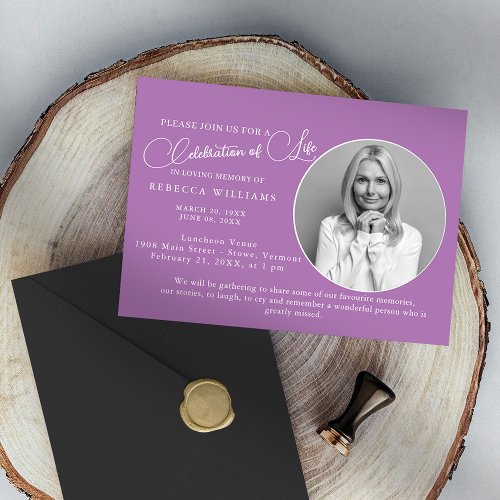 Minimal Purple Celebration of Life Invitation