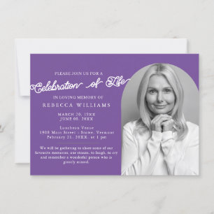 Minimal Purple Celebration of Life Invitations