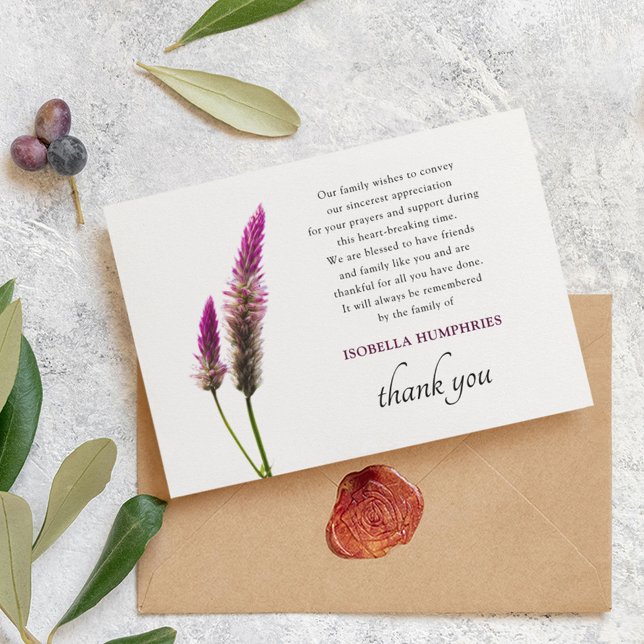 Minimal Purple Flower Funeral Thank You Card (Creator Uploaded)