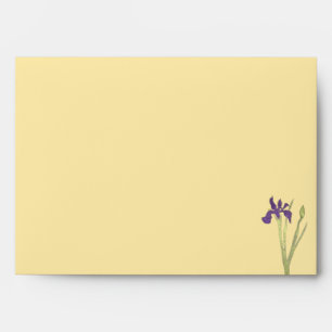 Minimal Purple & Gold Iris Watercolor Wedding Envelope