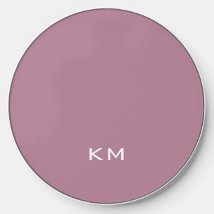 Minimal Purple Monogram Initials Wireless Charger