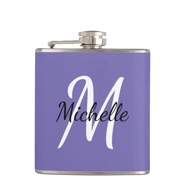 Minimal Purple Monogrammed Flask (Front)