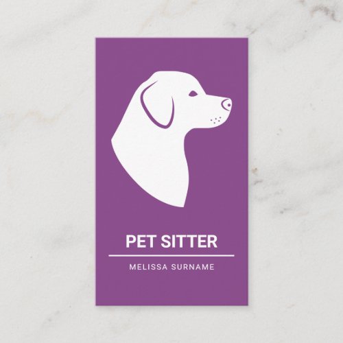 Minimal Purple  White Dog Silhouette _ Pet Sitter Business Card