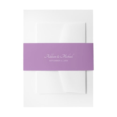 Minimal Purple White Invitation Belly Band