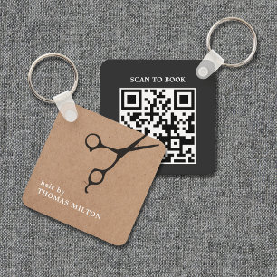 Minimal QR Code Appointment Booking for Salon Keychain