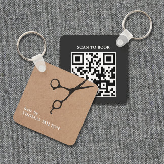 Minimal QR Code Appointment Booking for Salon Keychain