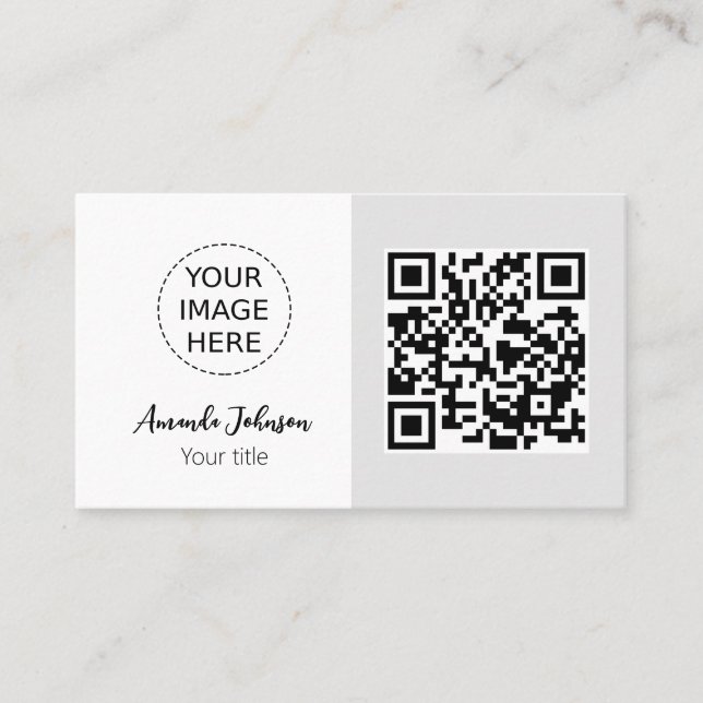 Minimal QR Code Business Card with Your Logo (Front)