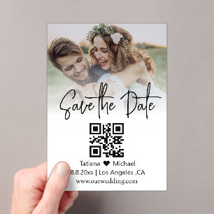 minimal qr code faded photo save the date 