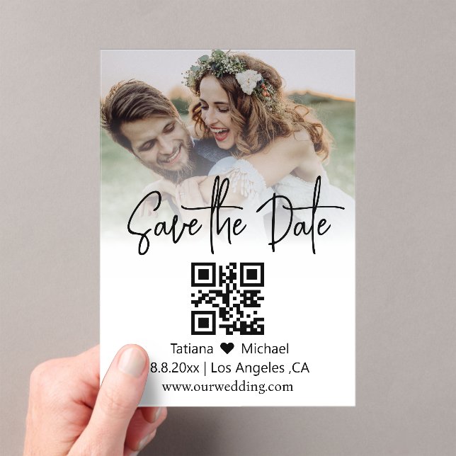 minimal qr code faded photo save the date  (Insitu (Handheld))