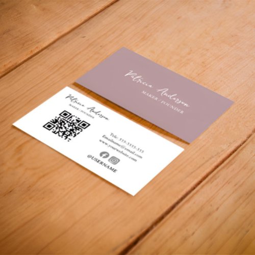 Minimal QR Code  Modern Blush Pink Business Card