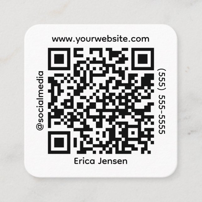 Minimal QR Code Owner Square Business Card (Front)