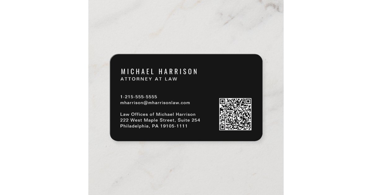 Minimal QR Code Professional Black Business Card | Zazzle