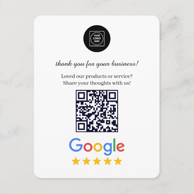 Minimal QR Review Card for Business feedback (Front)