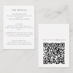 Minimal QR Wedding Details Modern Editorial Style Enclosure Card