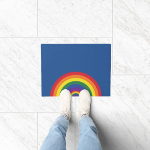 Minimal Rainbow Arch Modern Colorful Statement  Doormat