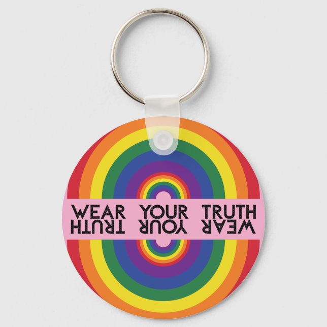 Minimal Rainbow Arch Modern Colorful Statement  Keychain (Front)