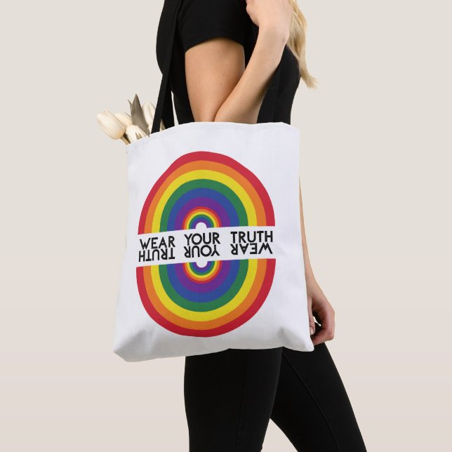 Minimal Rainbow Arch Modern Colorful Statement  Tote Bag (Close Up)